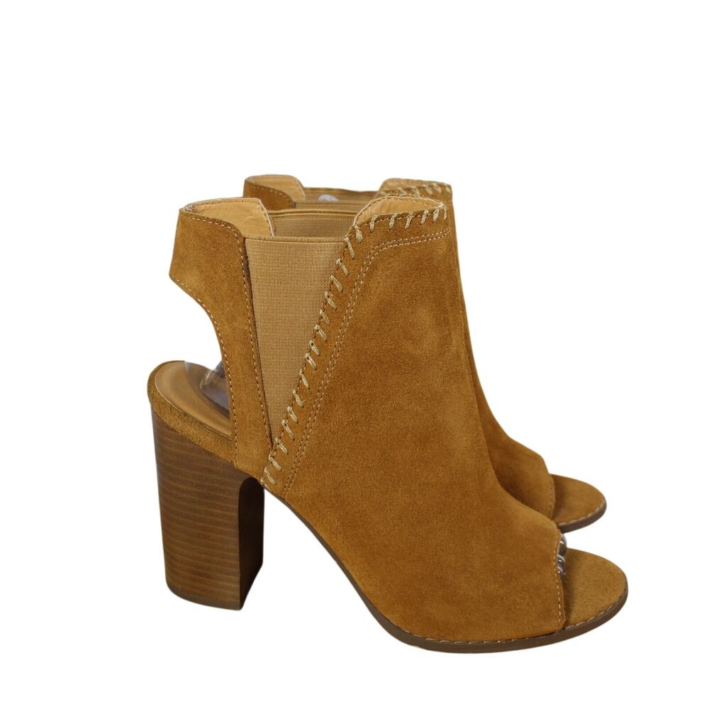 Urban Outfitters Suede Heels Womens Size 10 Brown Peep Toe Ankle Boot Chelsea